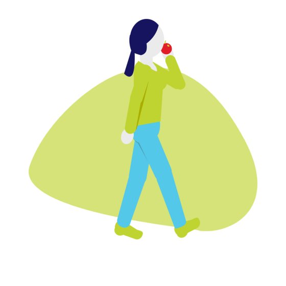 Fysieke gezondheid lopend poppetje met appel