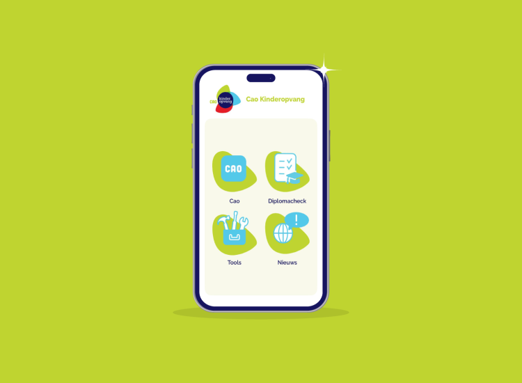 Telefoon met nieuwe Cao-app Kinderopvang